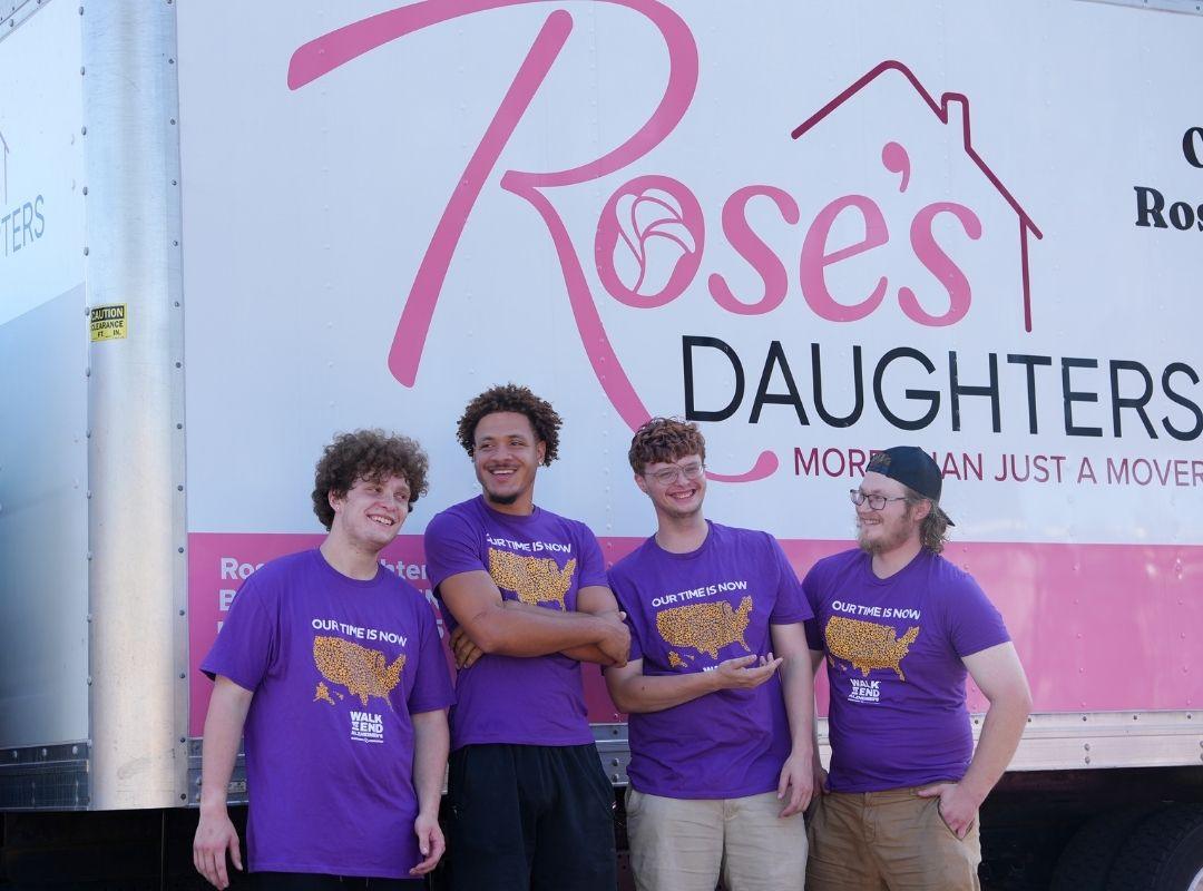 roses daughters movers wearing walk to end alzheimers apparel