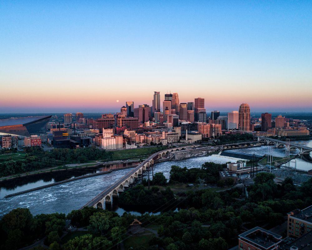 Minneapolis skyline representing the Twin Cities service area