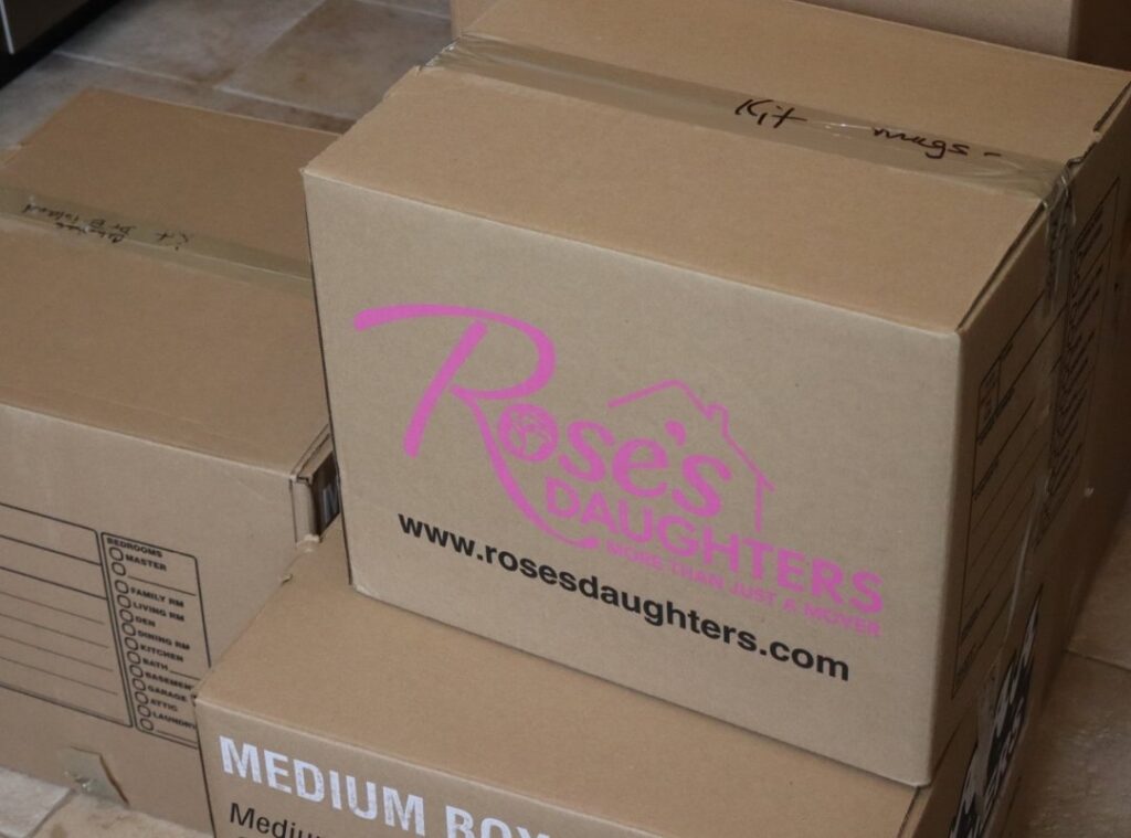 senior moving boxes - roses daughters